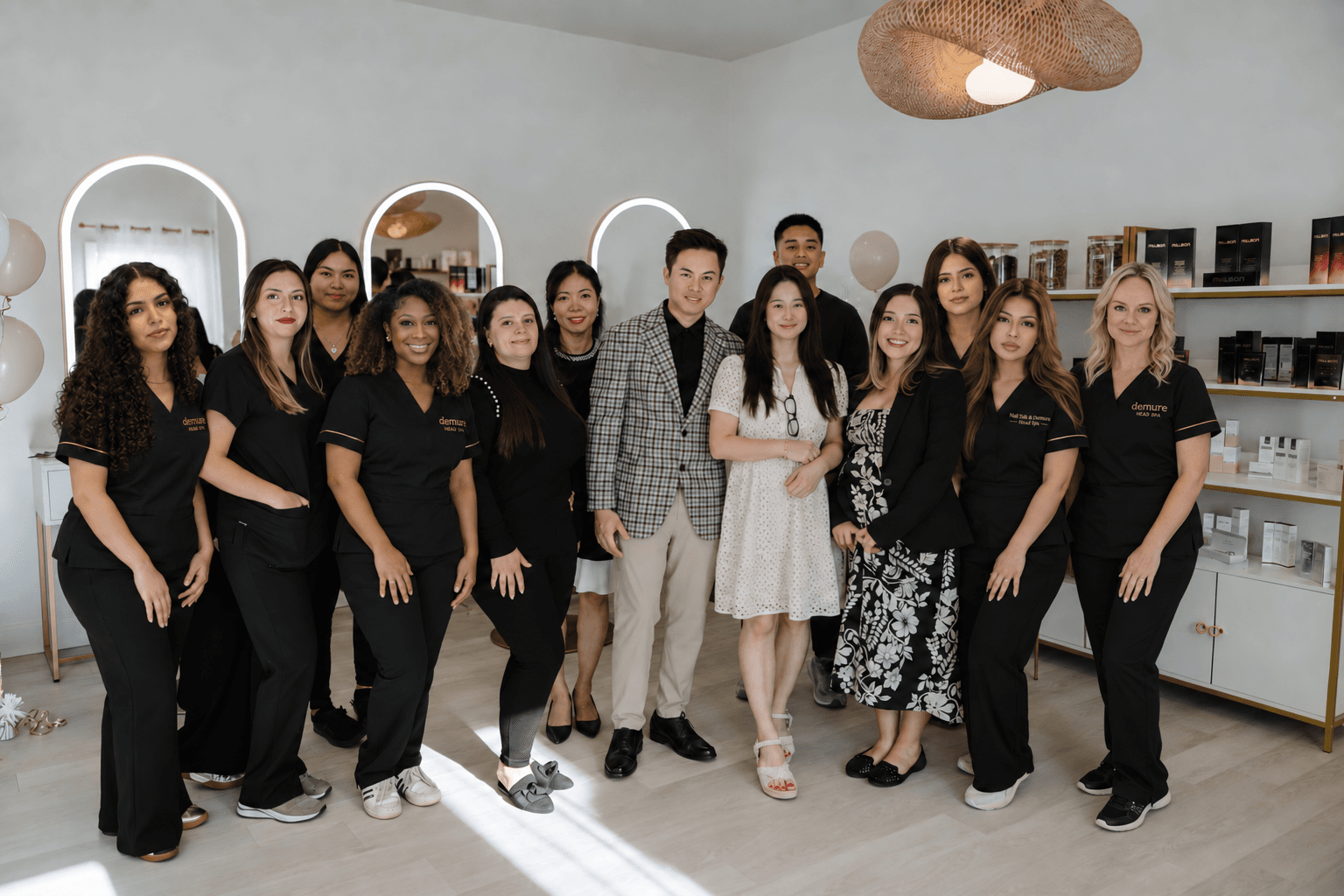 The full Nail Talk & Demure Head Spa team, gathered together in the salon